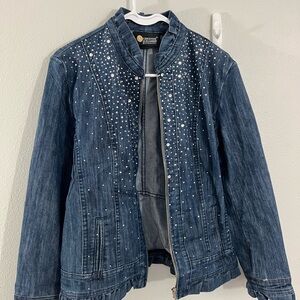 Christine Alexander rhinestone Jean jacket‎ size M